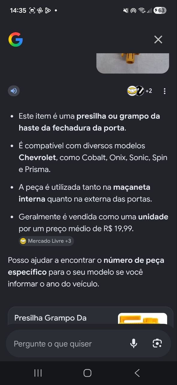 Presilha Grampo Haste Fechadura Porta Chevrolet Cobalt/Onix/Sonic/Spin/Prisma Novo