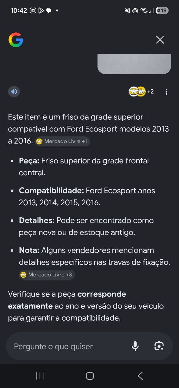 Friso Grade Frontal Superior Ford Ecosport 2013/2016 Novo