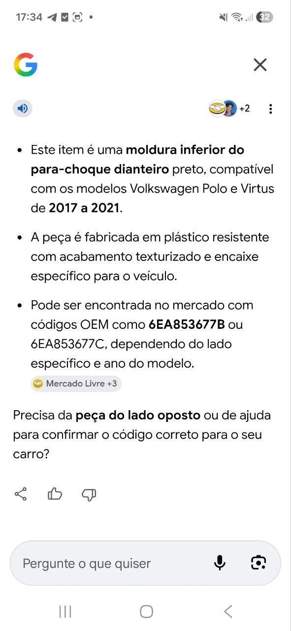 Moldura Inf Para-choque Diant Volkswagen Polo/Virtus 2017/2021