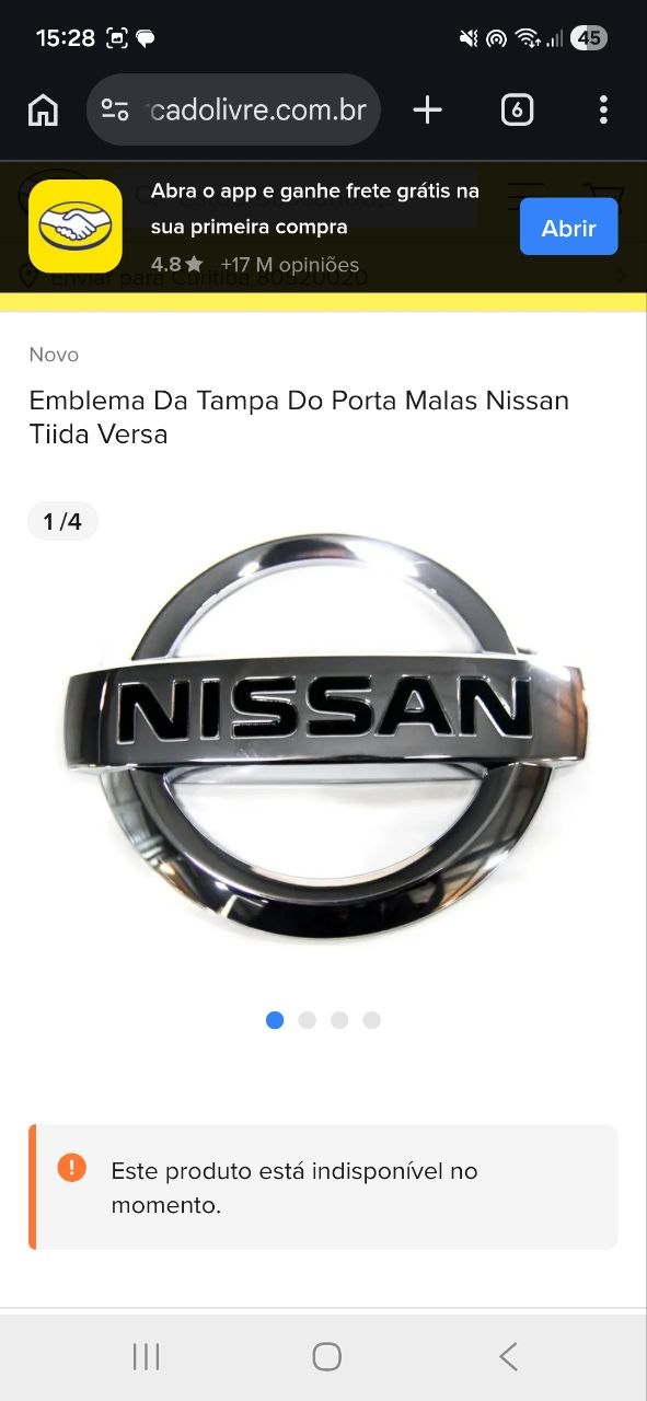 Emblema Diant Nissan Tiida Versa 2011/2017