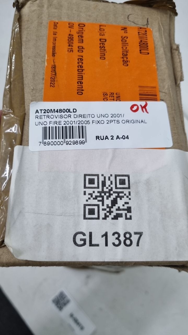 Retrovisor Externo Dir Fiat Uno 2001/2005