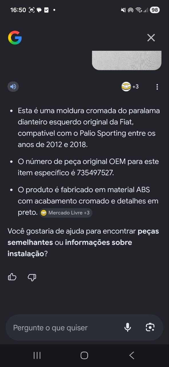 Moldura Cromada Paralama Diant Esq Fiat Palio Sporting 2012/2018