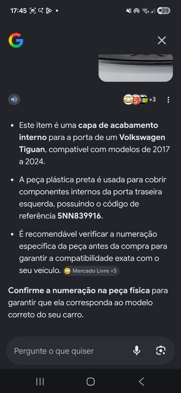Capa Acabamento Interno Porta Tras Esq Volkswagen Tiguan 2017/2024