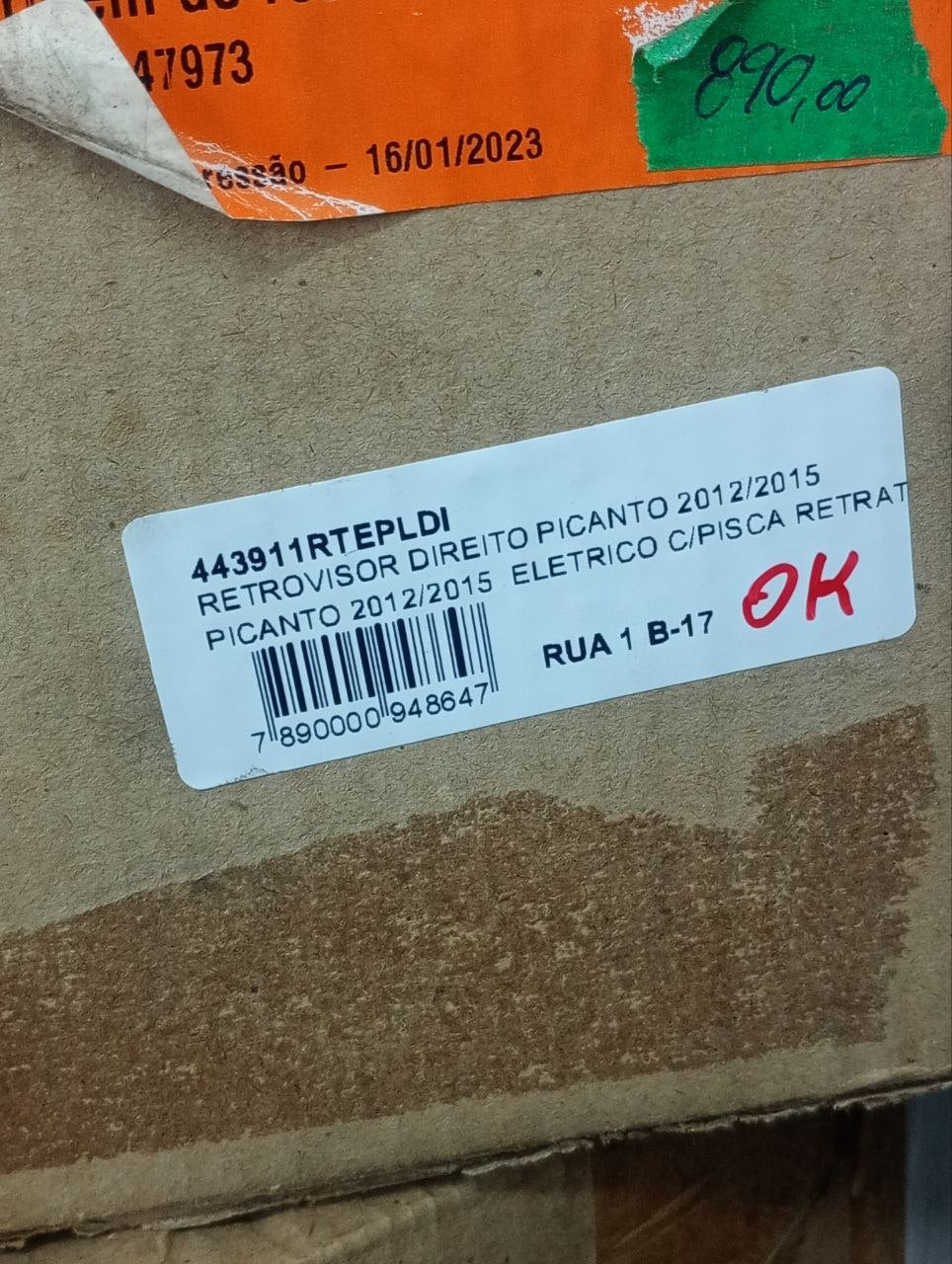 Retrovisor Externo Dir Kia Picanto 2012/2015