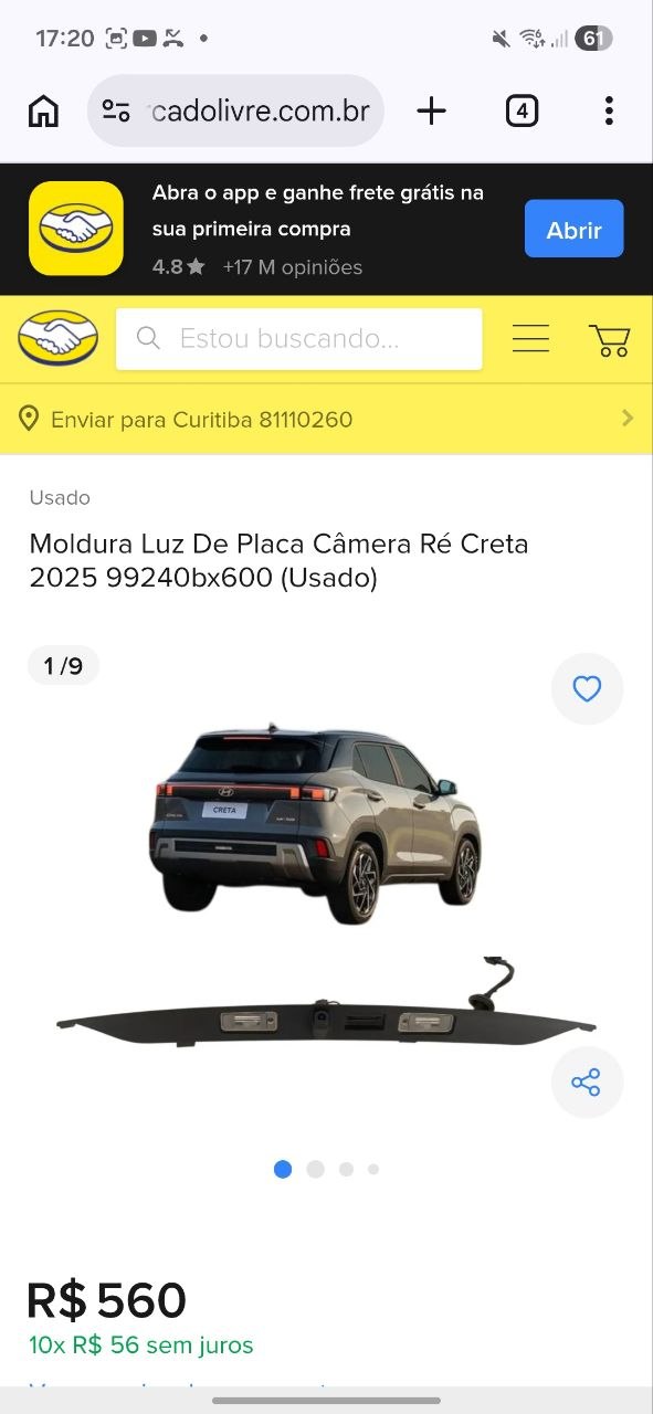 Moldura Luz Placa Camera Re Hyundai Creta 2024/2025