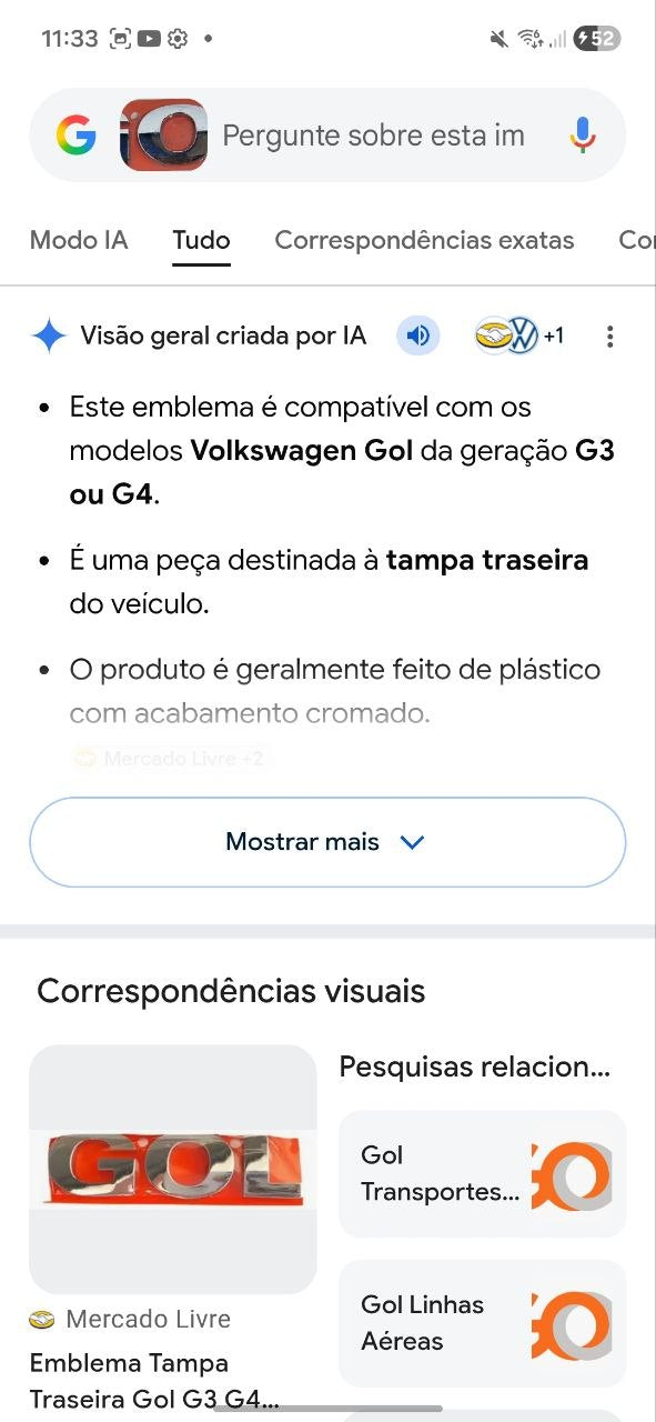 Emblema Tras Volkswagen Gol G3/G4 1999/2008