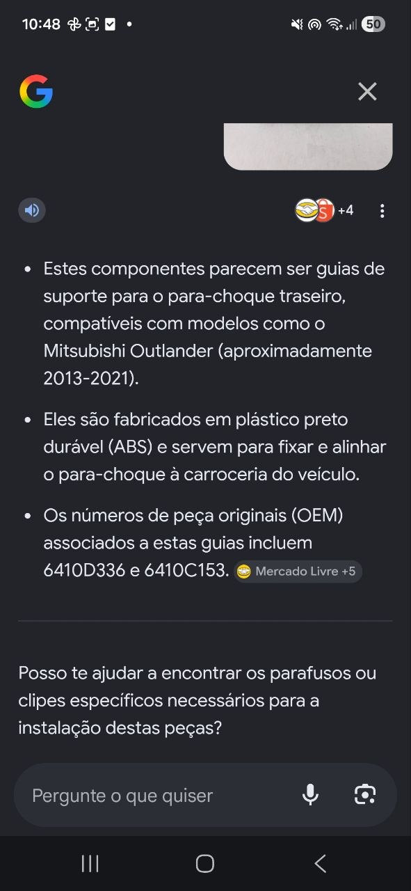 Suporte Para-choque Tras Mitsubishi Outlander 2013/2021