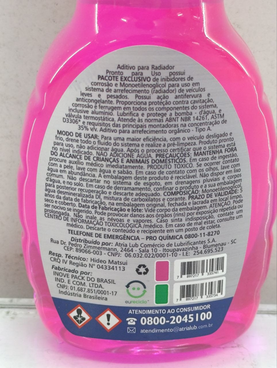 Aditivo Para Radiador Atria Pronto Para Uso 200ML