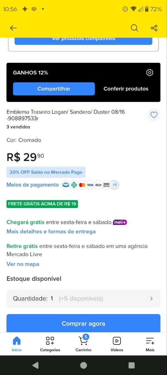 Emblema Traseiro Renault Logan/Sandero/Duster 2008/2016 Novo