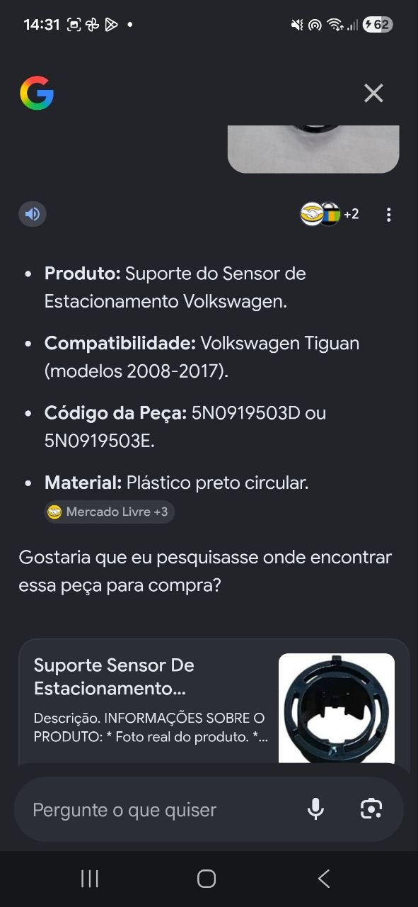 Suporte Sensor Estacionamento Volkswagen Tiguan 2008/2017 Novo