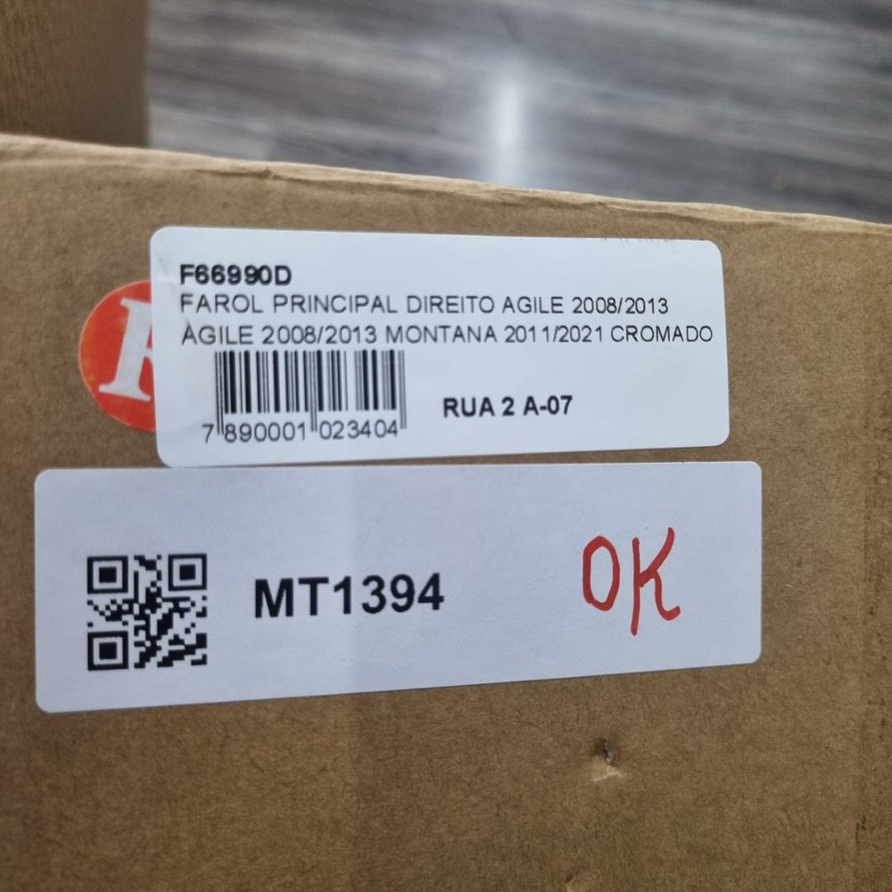 Farol lado direito cromado montado agile, 2012 a 2019