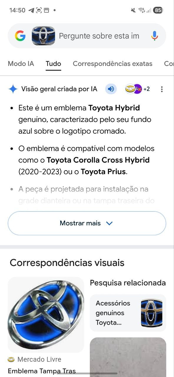 Emblema Diant/Tras Toyota Hybrid Corolla Cross/Prius 2020/2023