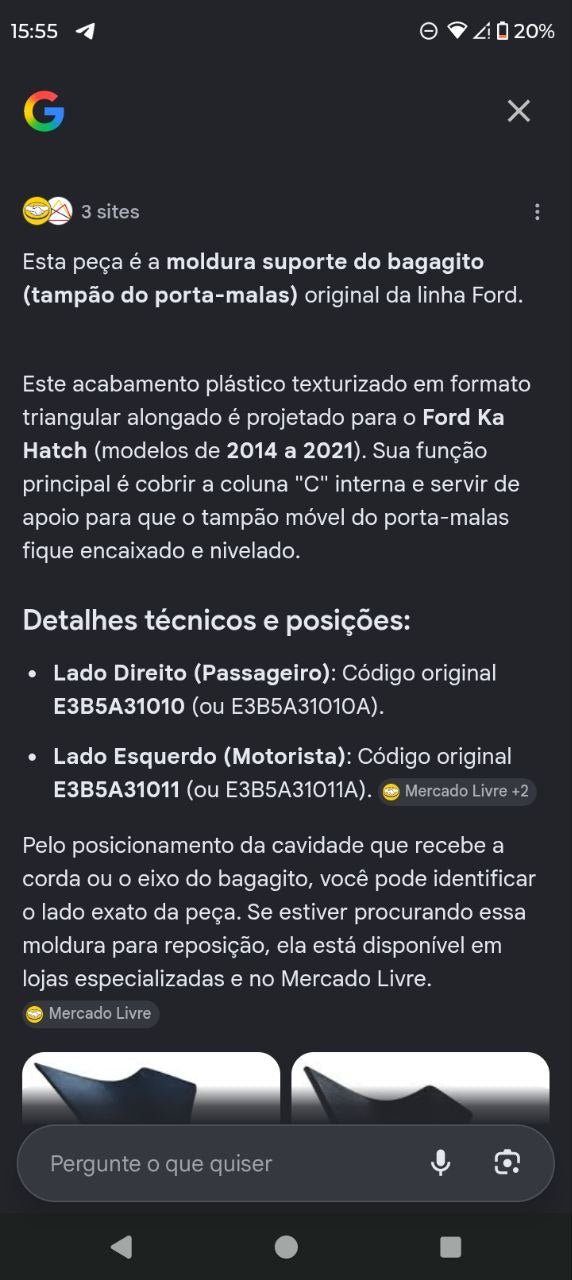 Moldura Coluna C Suporte Bagagito Esquerda Ford Ka Hatch 2014/2021 Nova