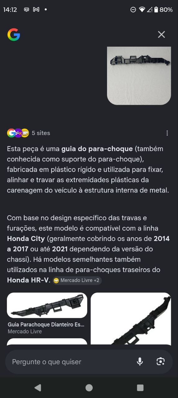 Guia Parachoque Dianteiro Esquerdo Honda City/HR-V 2014/2021 Novo