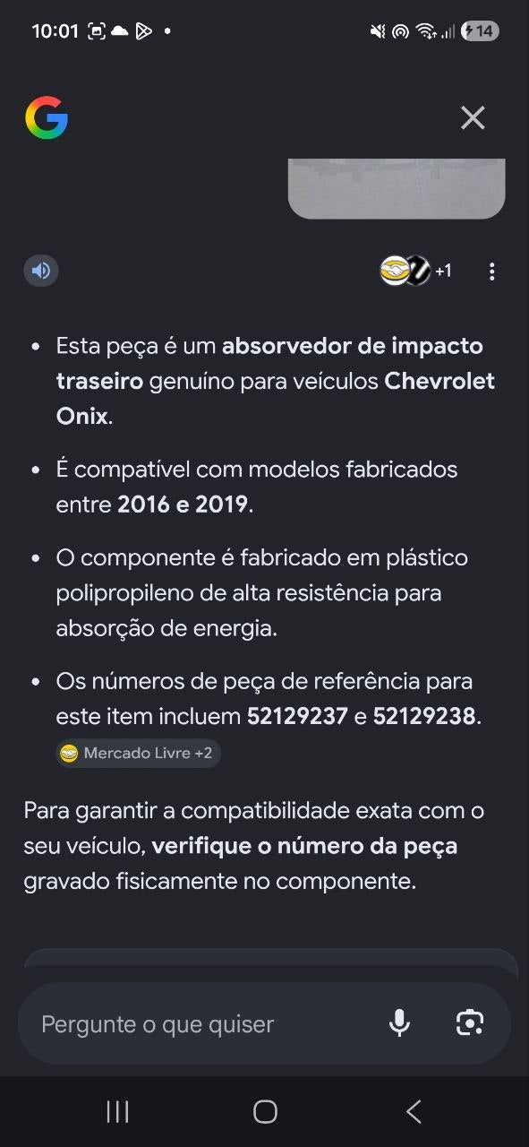 Absorvedor de Impacto Traseiro Chevrolet Onix 2016/2019 Novo