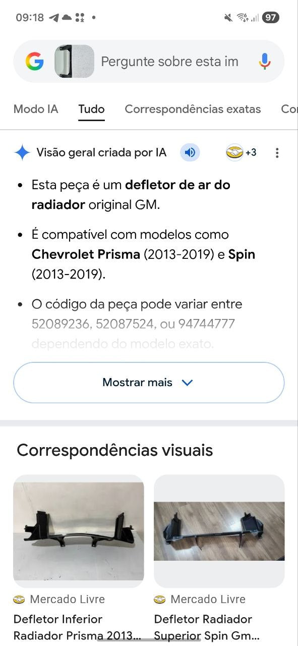 Defletor Radiador Chevrolet Prisma/Spin 2013/2019