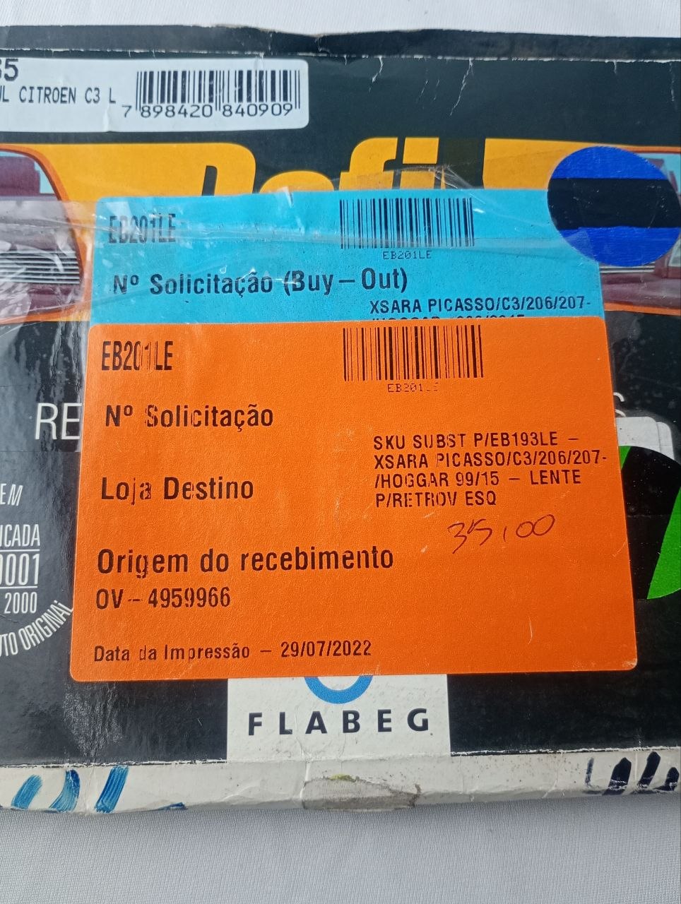 Lente Retrovisor Esquerdo Citroën Xsara Picasso/C3/Peugeot 206/207/Hoggar 1999/2015 Nova