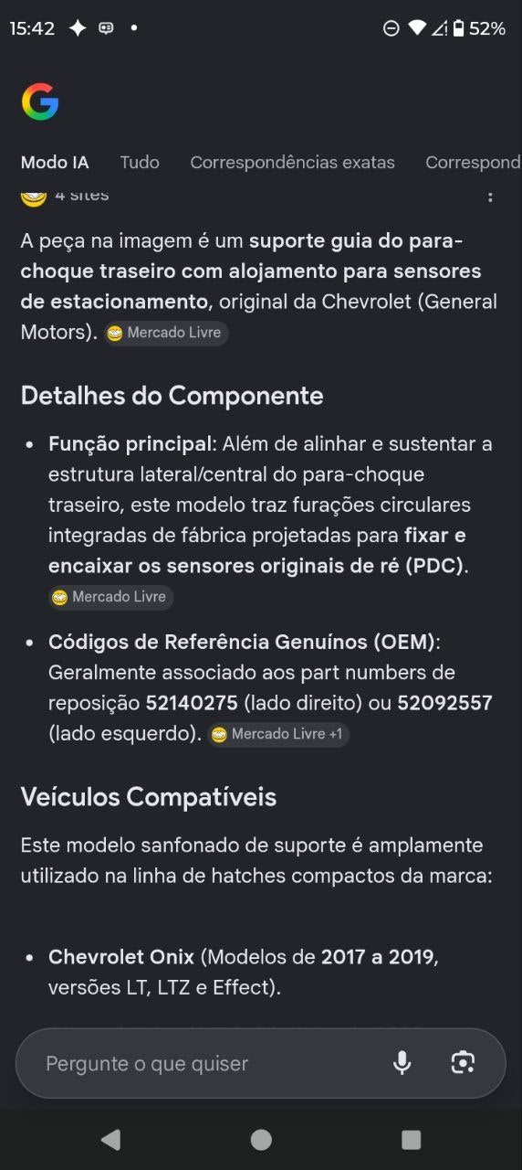 Suporte Guia Para-choque Traseiro C/ Sensor Chevrolet Onix 2017/2019 Novo
