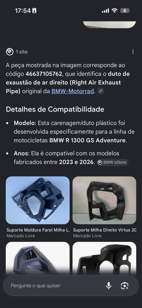 Duto Exaustão Ar Direito BMW R 1300 GS Adventure 2023/2026