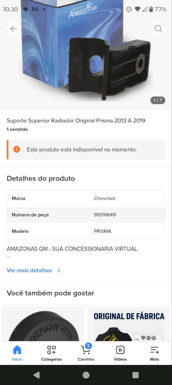 Suporte Superior Radiador Chevrolet Prisma 2013/2019 Novo