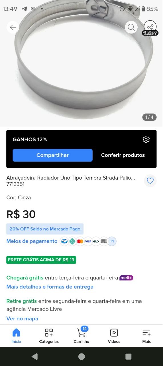 Abraçadeira Mangueira Radiador Fiat Uno Tipo Tempra Strada Palio Nova