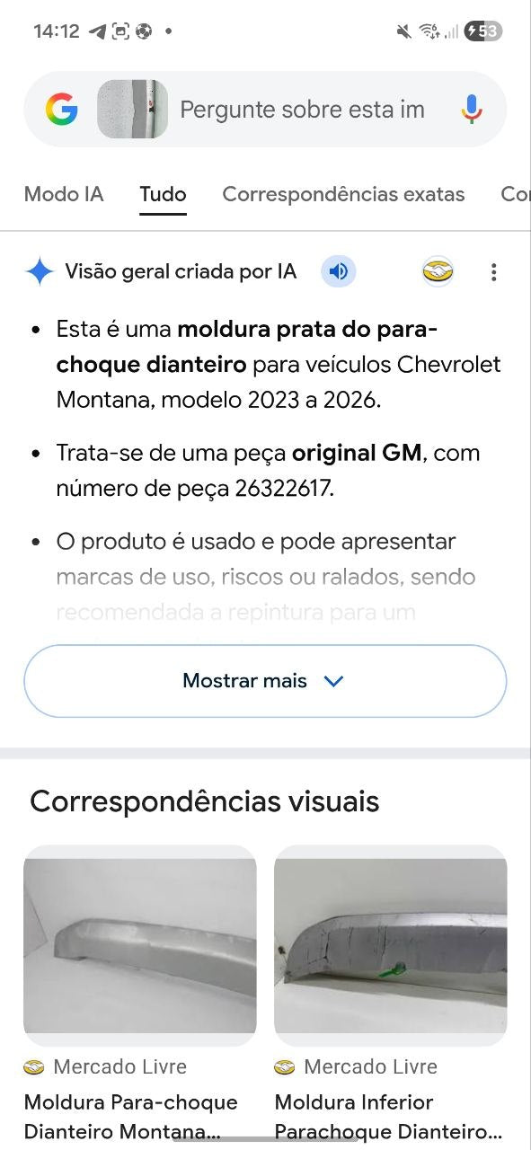 Moldura Para-choque Diant Chevrolet Montana 2023/2026