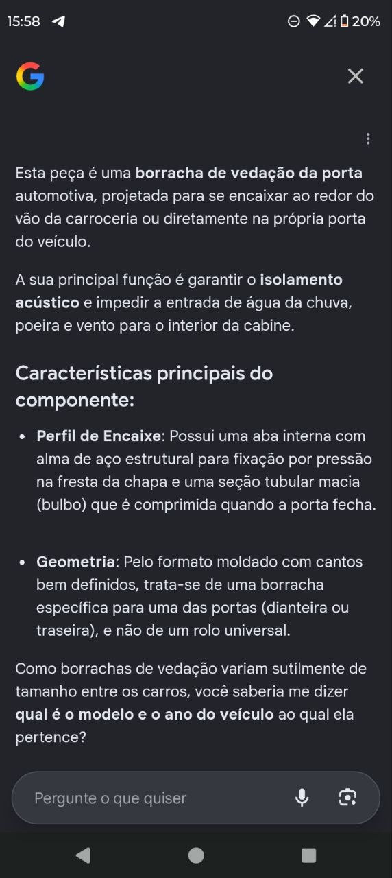 Borracha Vedação Porta Dianteira/Traseira Veículo Desconhecido Nova