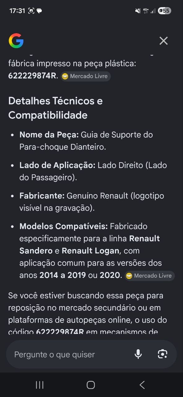 Guia Suporte Para-choque Diant Dir Renault Sandero Logan 2014/2020