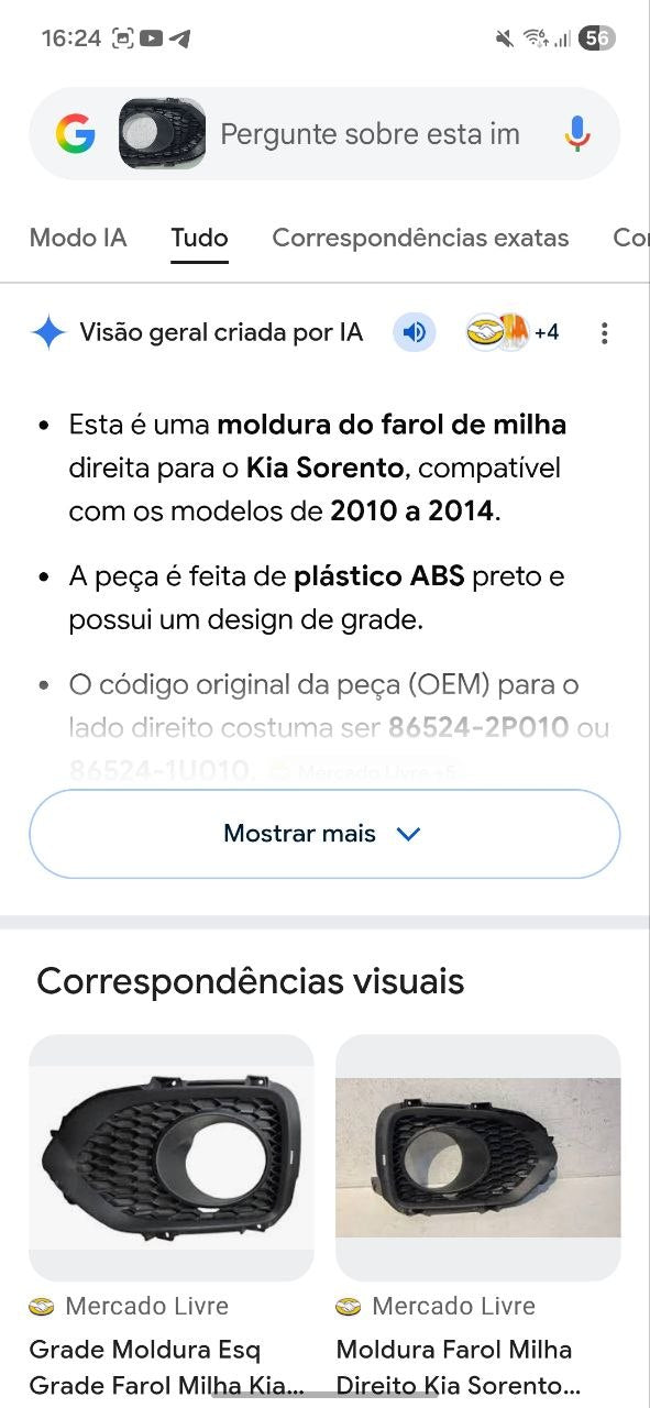 Moldura Farol Milha Dir Kia Sorento 2010/2014