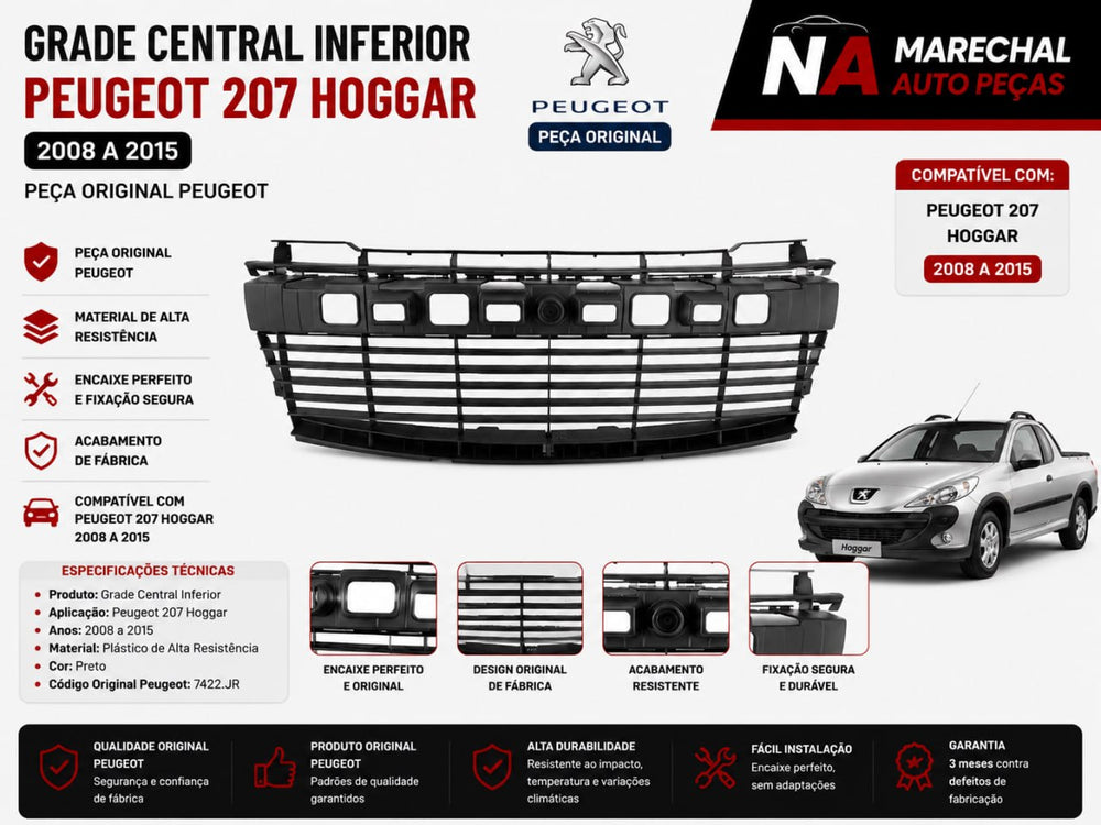 Grade Central Inf Peugeot 207 Hoggar 2008/2015 Nova
