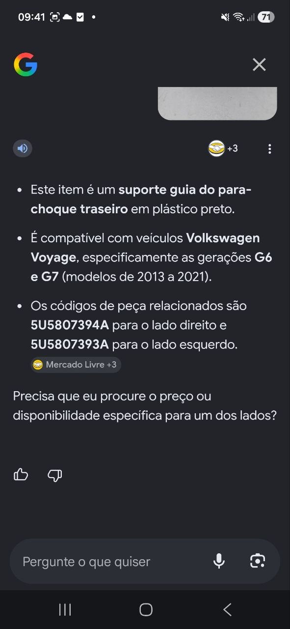 Suporte Para-choque Tras Volkswagen Voyage G6/G7 2013/2021