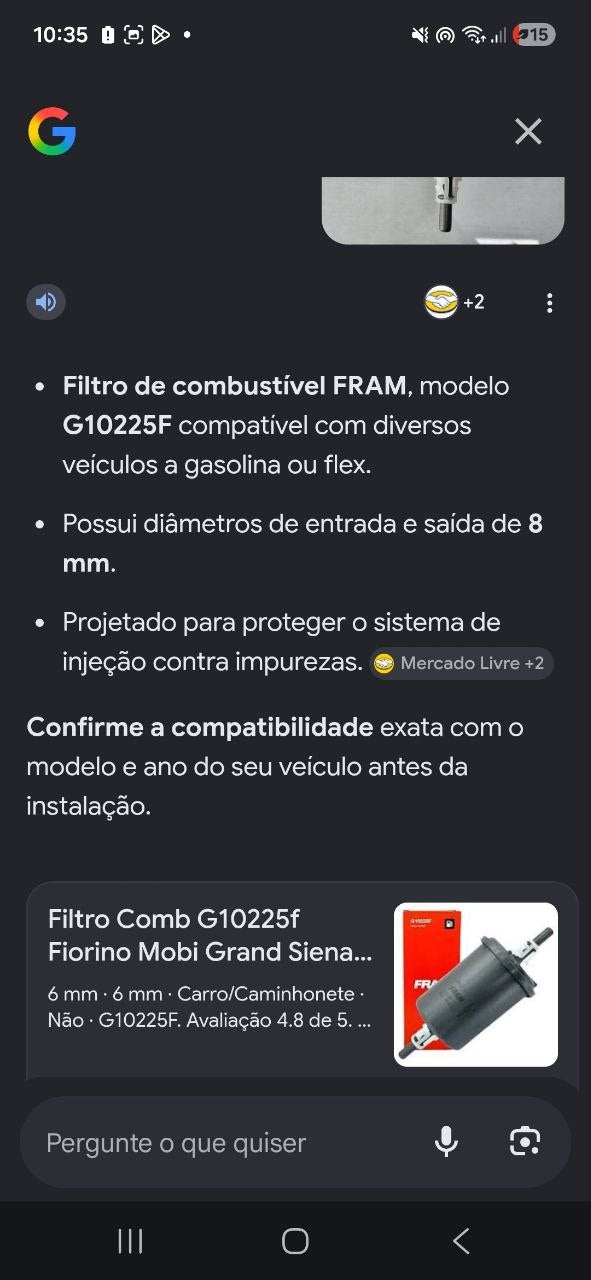Filtro de Combustível FRAM G10225 Flex Fiat/GM/VW Novo