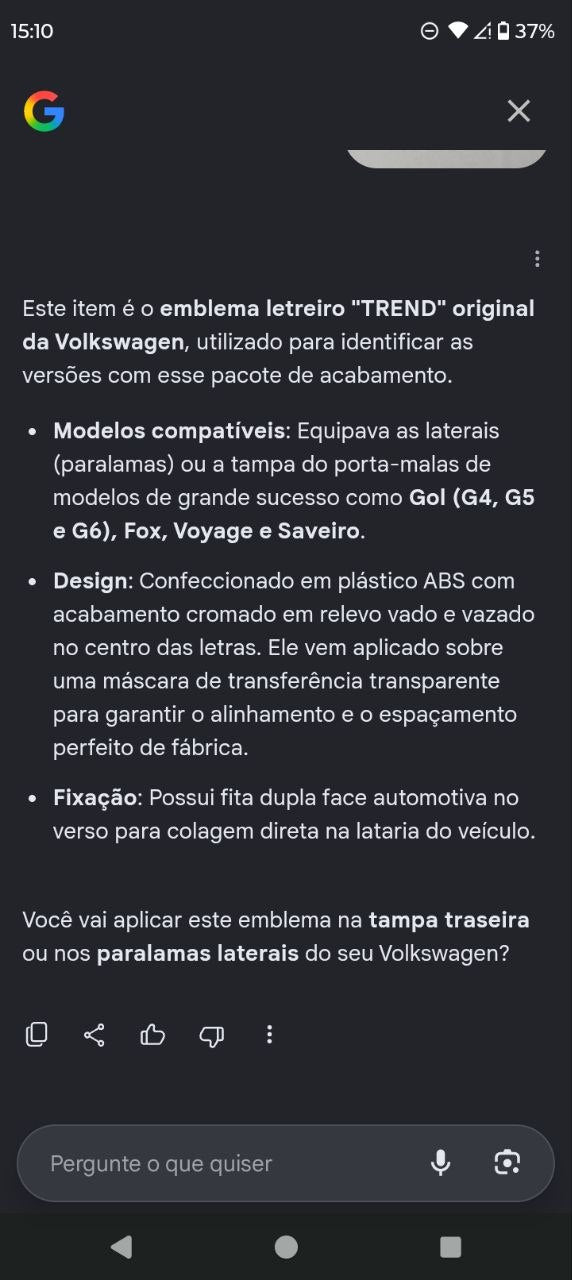 Emblema Letreiro TREND Volkswagen Gol Fox Voyage Saveiro Novo