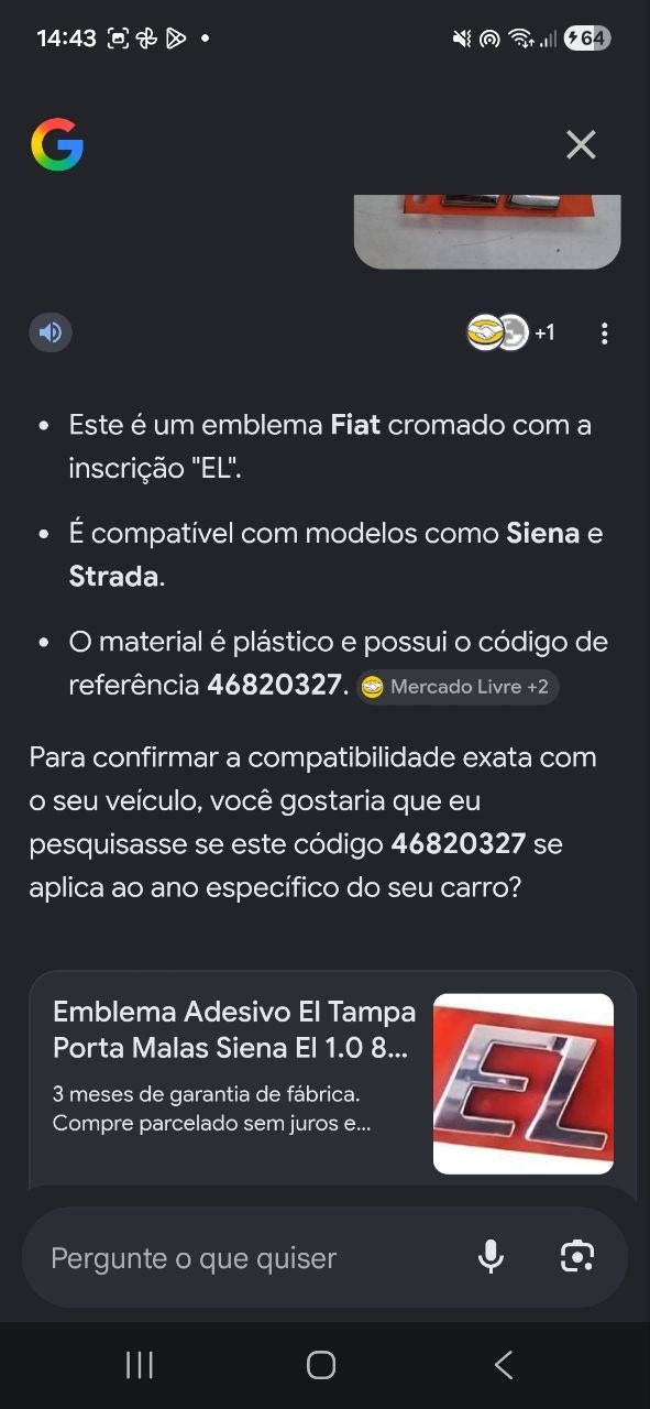 Emblema EL Tampa Traseira Fiat Siena/Strada 1996/2012 Novo