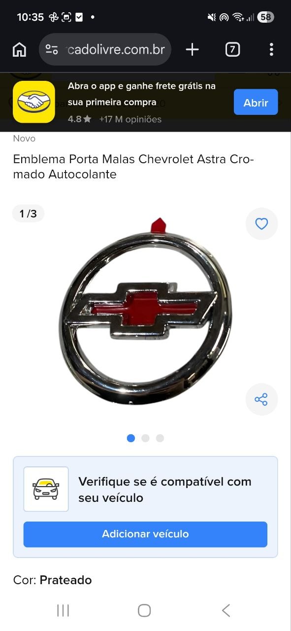 Emblema Tampa Porta Malas Chevrolet Astra 1999/2011