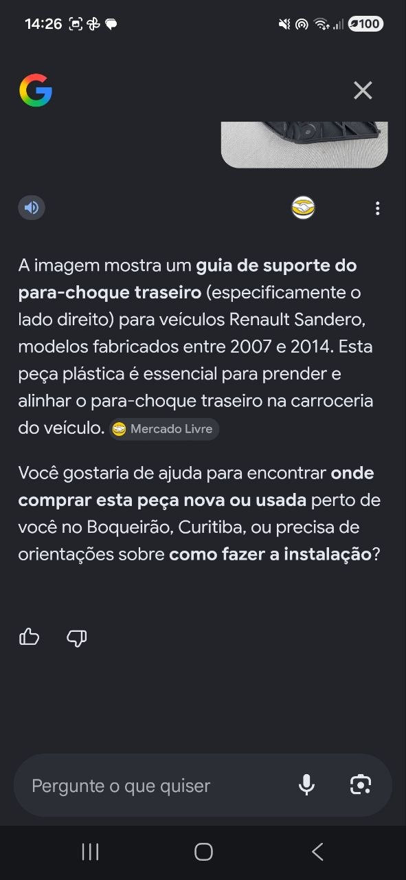 Suporte Para-choque Tras Dir Renault Sandero 2007/2014