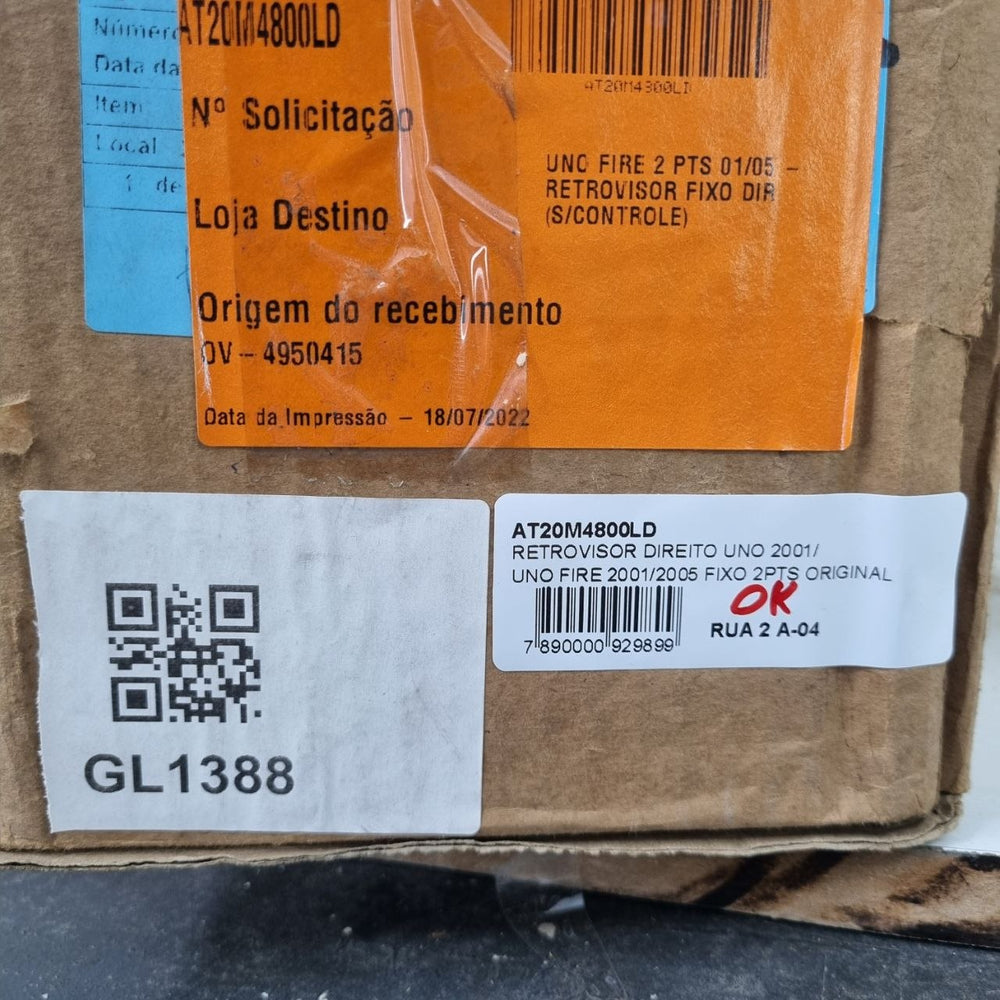 Retrovisor lado direito fixo palio 2 portas 2000 a 2004