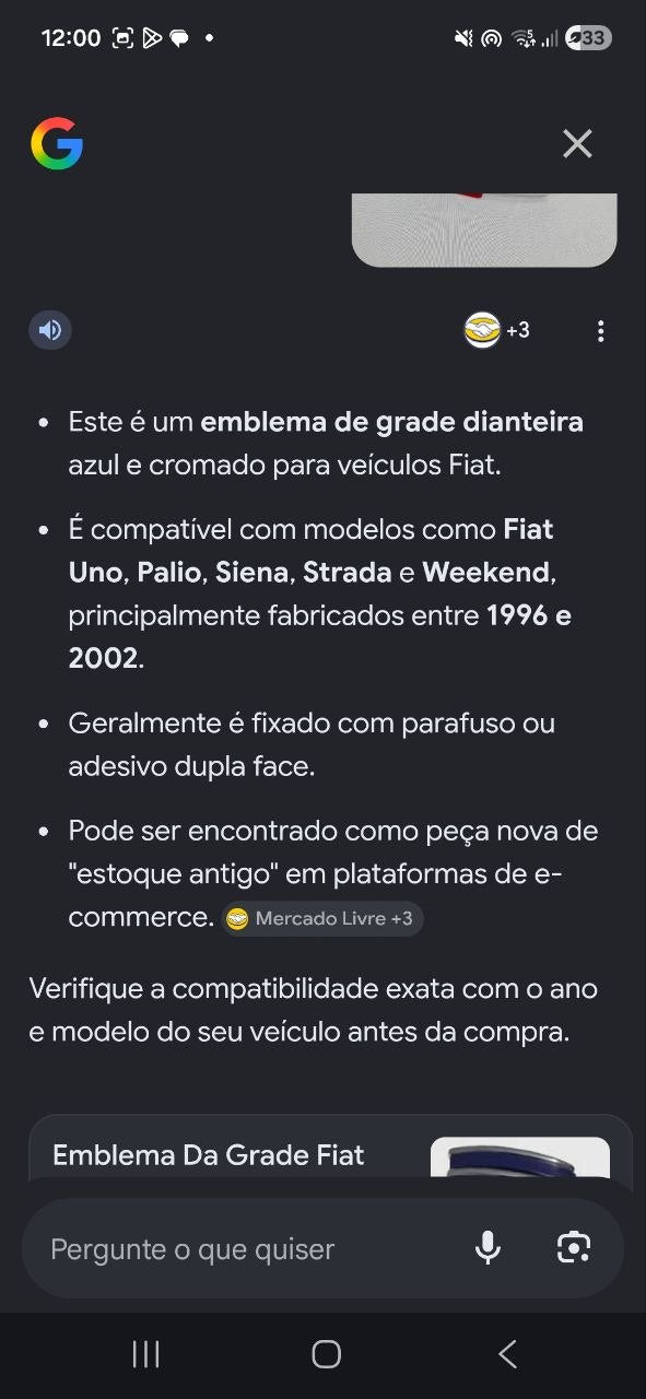 Emblema Grade Dianteira Fiat Uno Palio Siena Strada 1996/2002 Novo