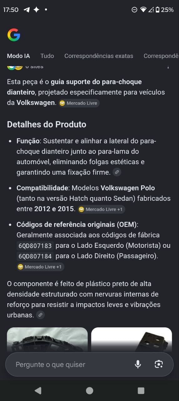 Suporte Guia Parachoque Dianteiro Volkswagen Polo 2012/2015 Novo