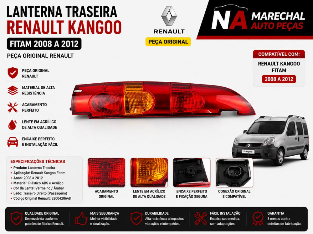 Lanterna Tras Esquerda Renault Kangoo 2008/2012 Nova