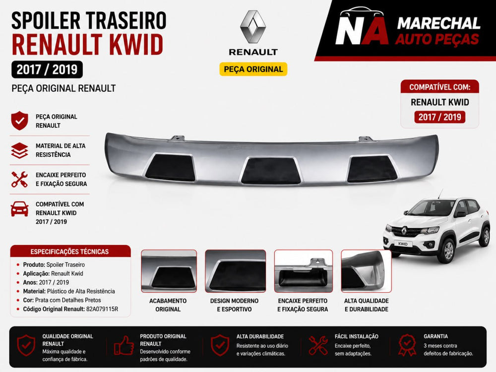 Spoiler Tras Renault Kwid 2017/2019 Novo