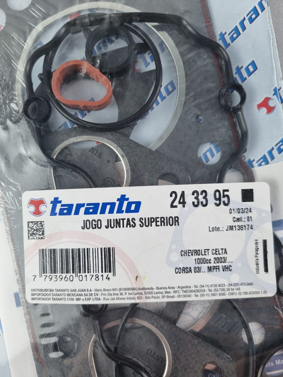 Jogo Juntas Superior Taranto Chevrolet Celta 1.0 2003/2006 Novo