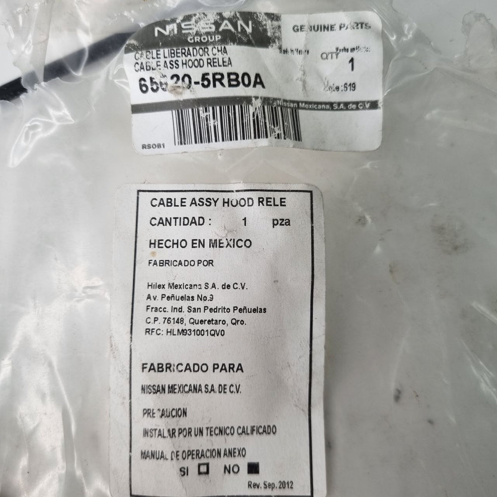 Cabo Capô Nissan Versa 2011/2019 Novo