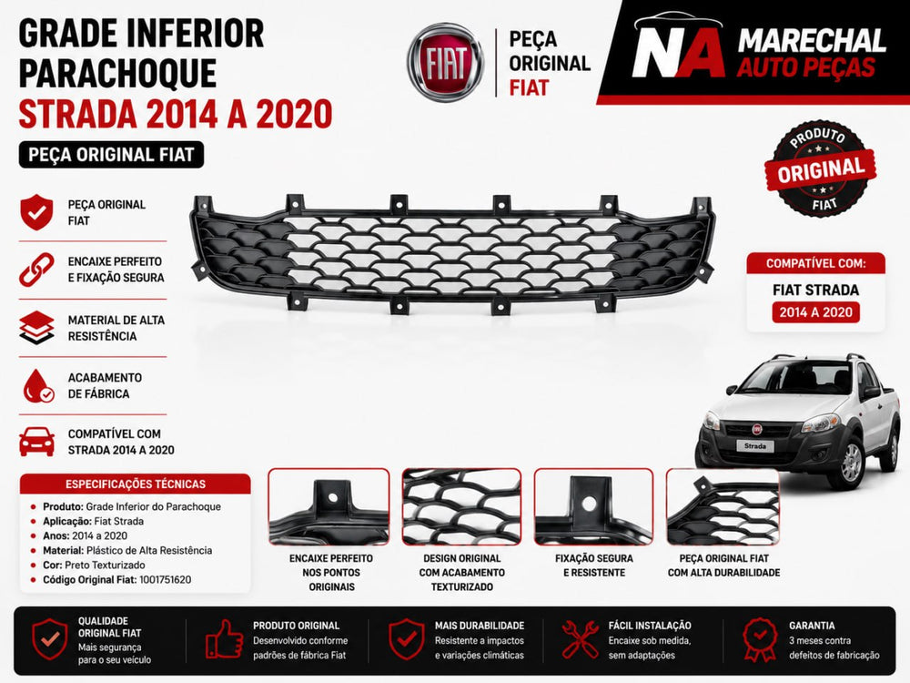 Grade Inf Parachoque Fiat Strada 2014/2020 Nova